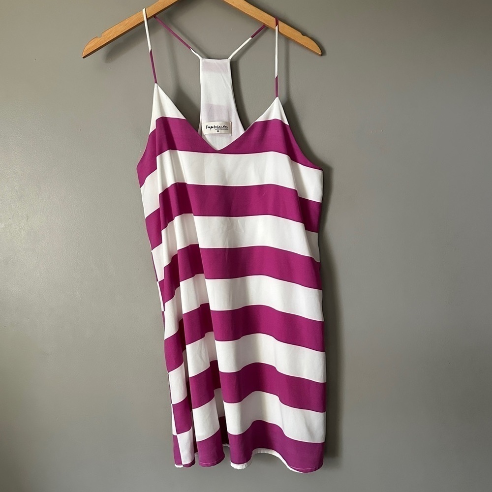Impressions striped racer back mini dress